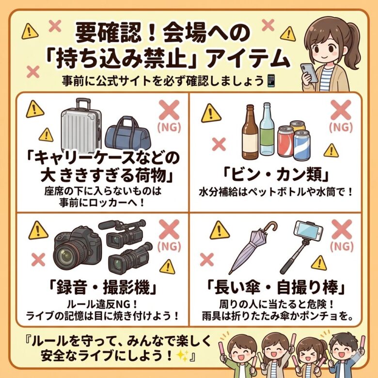 スタジアムライブの持ち物リスト【春夏秋冬】初心者でも失敗しない完全ガイド