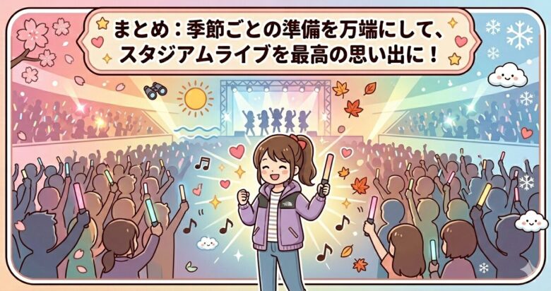 スタジアムライブの持ち物リスト【春夏秋冬】初心者でも失敗しない完全ガイド